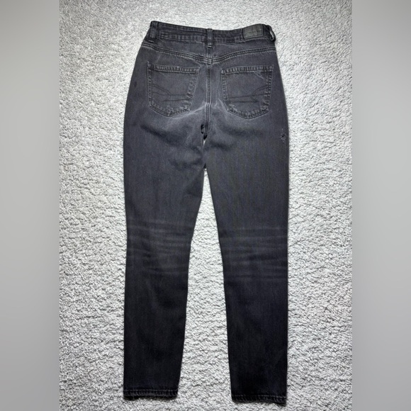 American Eagle Jeans Womens 2 Long Mom High Rise Stretch Black Distressed Grunge - Picture 5 of 6
